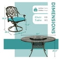 thumbnail image 5 of MEETWARM 9-Piece Outdoor Patio Dining Set, All-Weather Cast Aluminum Patio Conversation Set- 8 Cushioned Swivel Rocker, 61" Round Patio Dining Table w/Detachable Lazy Susan/Umbrella Hole, Ocean Blue, 5 of 9