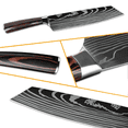 thumbnail image 3 of Kiritsuke Chef`s Knife 8" - Japanese Traditional Kitchen Knives for Slicing Meats and Vegetables - Ergonomic PakkaWood Handle - Laser Etched Waved Pattern, 3 of 10