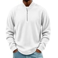 thumbnail image 2 of hotojiny Mens Quarter Zip Pullover Casual Textured Golf Shirts Lightweight Long Sleeve Sweatshirt for Hiking Workout(White,X-Large), 2 of 7
