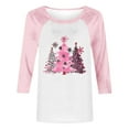 thumbnail image 4 of HOMBOM Womens Pink Tops Christmas Outfits Graphic 3/4 Sleeve Raglan Plus Size Merry Christmas Tee Shirts for Ladies, 4 of 4