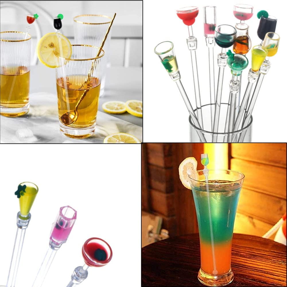 12Inch Cocktail Stirrers Swizzle Sticks, Torubia 10pcs Acrylic Colorful  Cocktail Mixer Stirring Sticks Drink Stirrers Stir Mixing Spoon with Wine