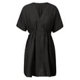 thumbnail image 5 of Conairie Womens Swimsuit Coverup Short Sleeve Loose Mesh Bathing Suits Cover Ups V Neck Summer Beach Midi Dress Vacation Outfits Black L, 5 of 7