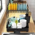 thumbnail image 5 of Dish Drying Rack -Multifunctional Dish Rack, Rustproof Kitchen Dish Drying Rack with Drainboard & Utensil Holder, 2-Tier Dish Drying Rack with a Large Capacity for Kitchen Counter (Black), 5 of 5