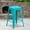 Crystal Teal-Blue, variant on Emma + Oliver Commercial Grade 24"H Backless Black Metal Indoor-Outdoor Counter Height Stool