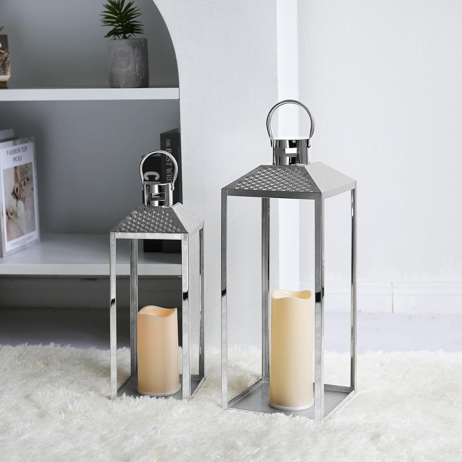 Lanterns Decorative Outdoor Set of 2 19''&15.5'' Modern