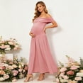 thumbnail image 2 of ShomPort Women's Off The Shoulder Dress for Maternity Flowy Maxi Dress Formal Baby Shower Photoshoot Dress, 2 of 6