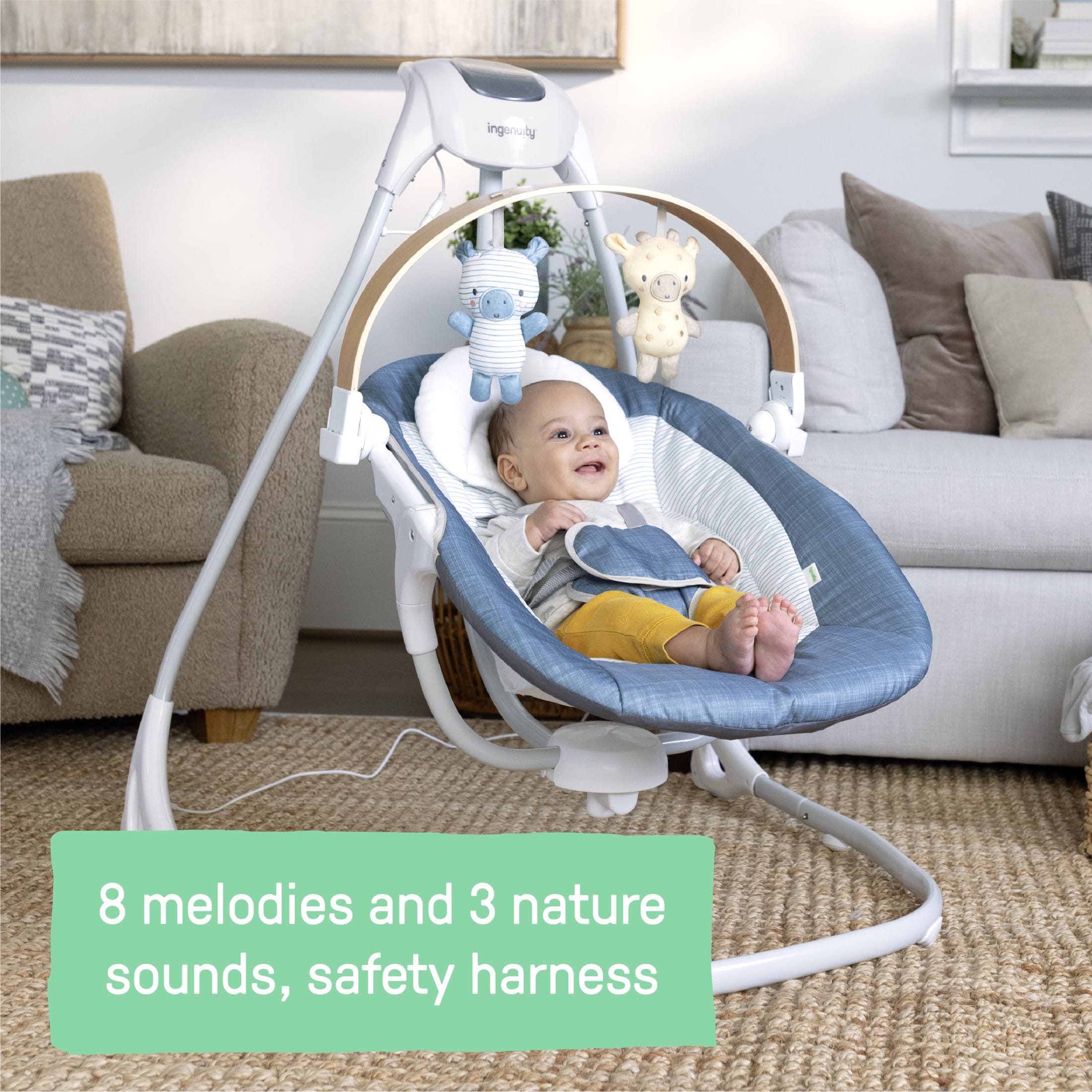 Ingenuity SimpleComfort Compact Soothing Swing, Blue photo 4