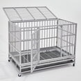 thumbnail image 3 of TIME RAY 38" Heavy Duty Indestructible XL Dog Crate, Escape-Proof Double Door Cage with Wheels & Tray, 3 of 14