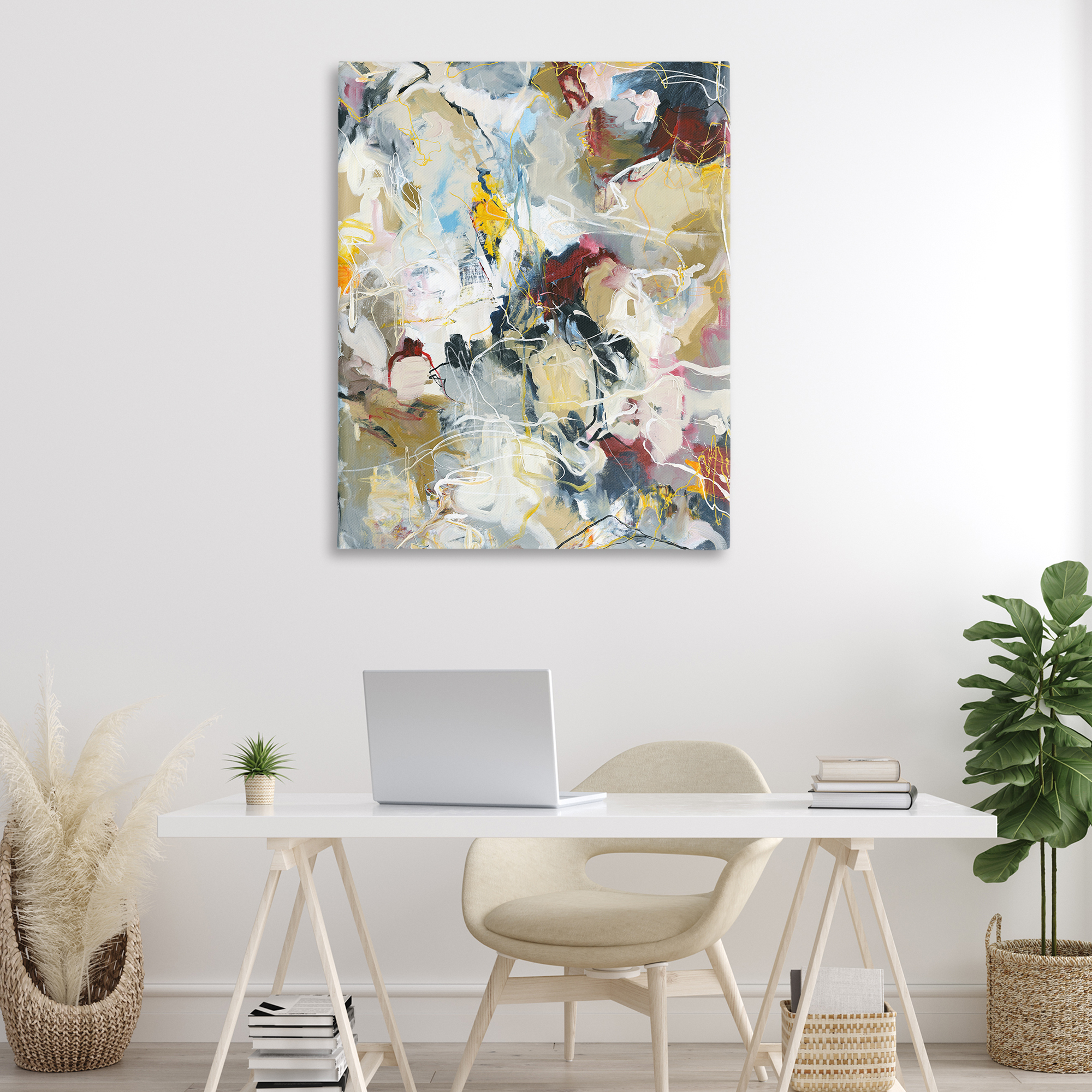 Energetic Frequency Abstract Canvas Wall Art, design by Design Fabrikken