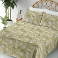 thumbnail image 3 of Ambesonne Tropical Fitted & Flat Sheet with Shams 4 Pcs Set, Summer Design Exotic Leafy, King, Pale Khaki Army Green, 3 of 5