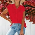 thumbnail image 2 of Women's Cap Sleeve Western Shirts Casual Button Down Short Sleeve Blouse Tops Relaxed Fit Summer Work Collar Shirts, 2 of 6