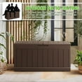 thumbnail image 5 of Brown Waterproof 85 Gallon Deck Box: Large Outdoor Resin Storage Container, Lockable Patio Bench, 5 of 7