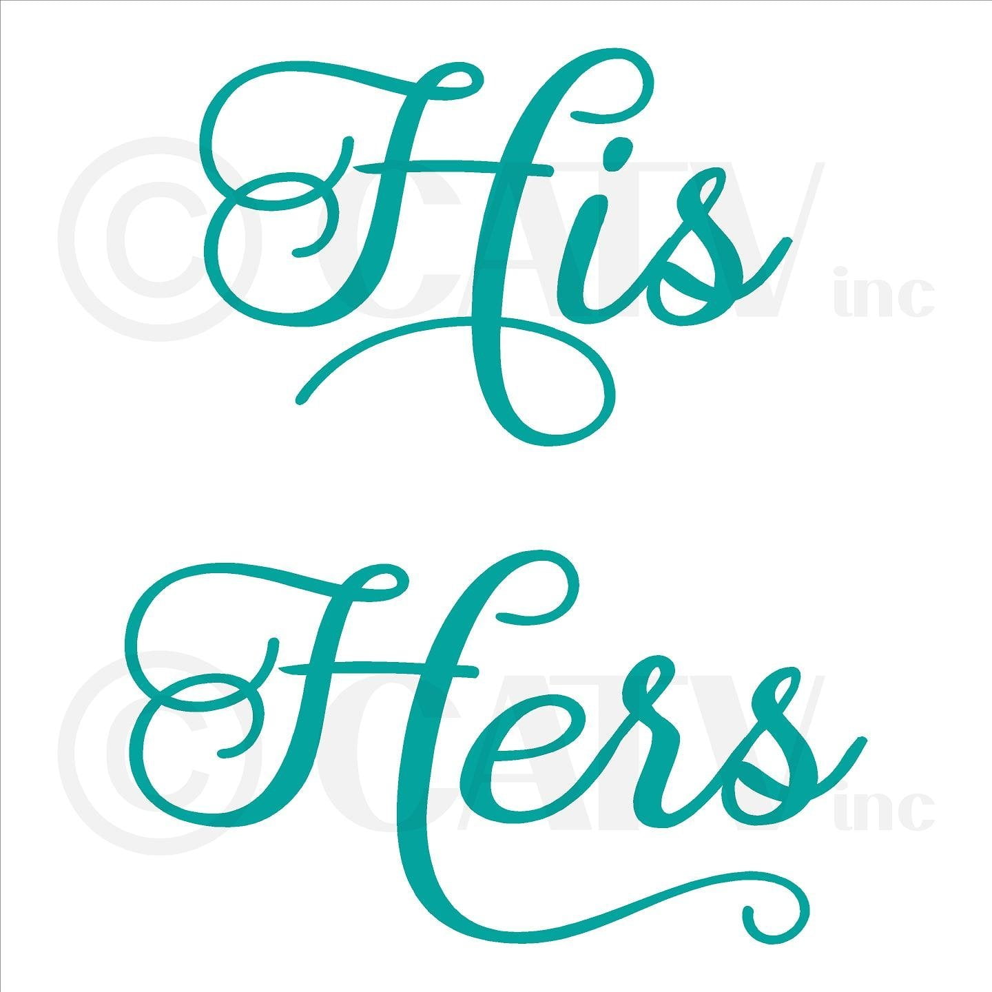His and Hers Vinyl Lettering Wall Decal Sticker Bathroom Decals