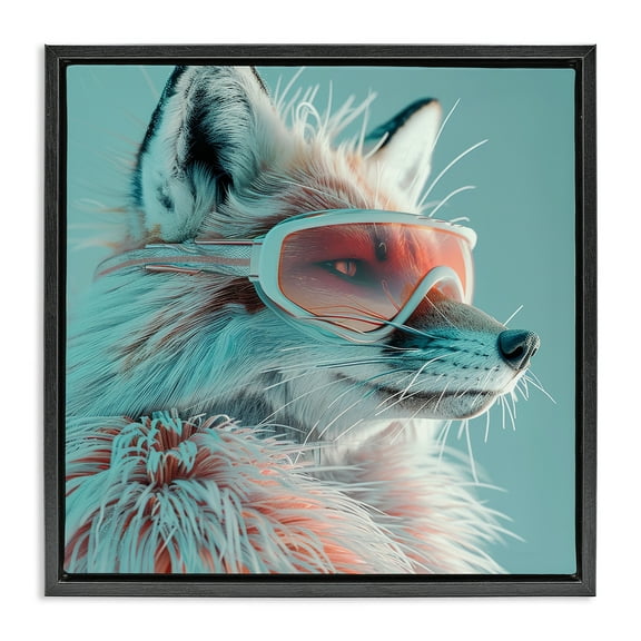 Stupell Industries Winter Whimsy Fox Animals Painting Black Floater Framed Canvas Art Print Wall Art, 18 x 18