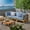 Blue, variant on Noble House Brava Outdoor Modular Sofa and Coffee Table Set Cushions Teak/Red