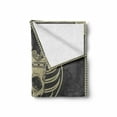 thumbnail image 2 of Skull Soft Flannel Fleece Throw Blanket, Vector Skeleton Poker Cards Play Game Scary Horror Image Crown and Heart, Cozy Plush for Indoor and Outdoor Use, 60" x 80", Dark Grey Tan Beige, by Ambesonne, 2 of 6