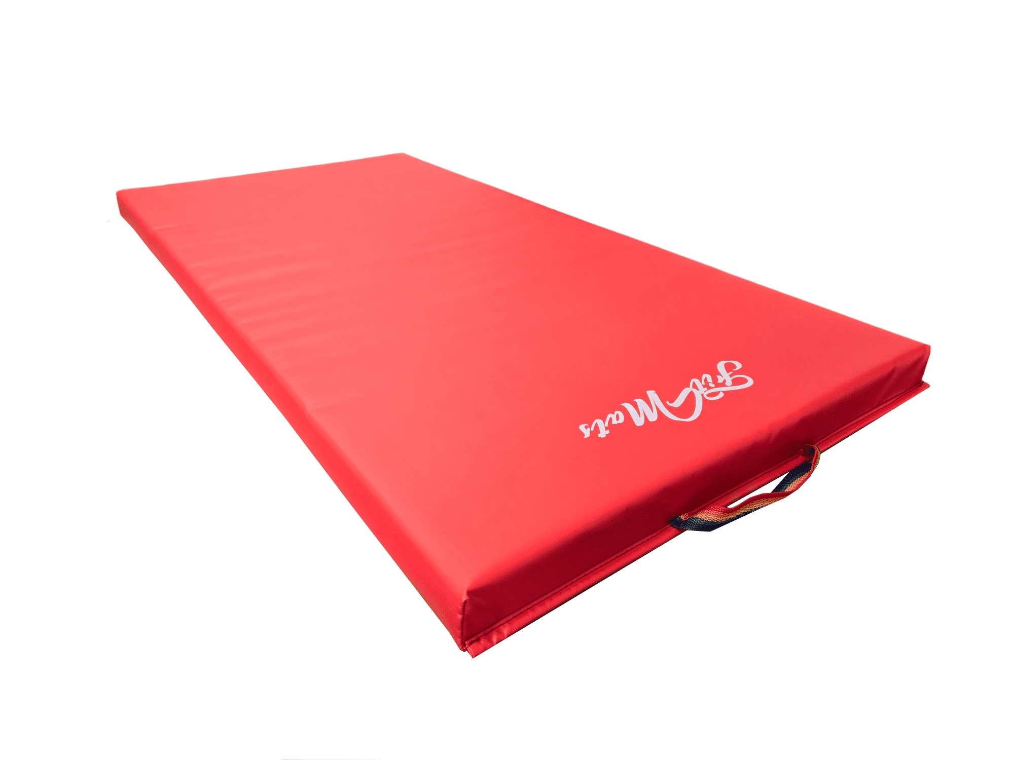 FitMats Single Red Mat with G/Y/R Handles Exercise Mat - 4ft x 2ft - Thick Comfortable Foam, Easy to Store & Carry - Ideal for Yoga, Pilates, Stretching, & Home Fitness Workouts
