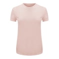 thumbnail image 4 of KBZDBZC Womens Summer Tops Women's Short Sleeve Crewneck Ribbed Knit Tops Summer Casual Slim Fit Basic Tee Shirts Womens Tops (Pink,L), 4 of 5