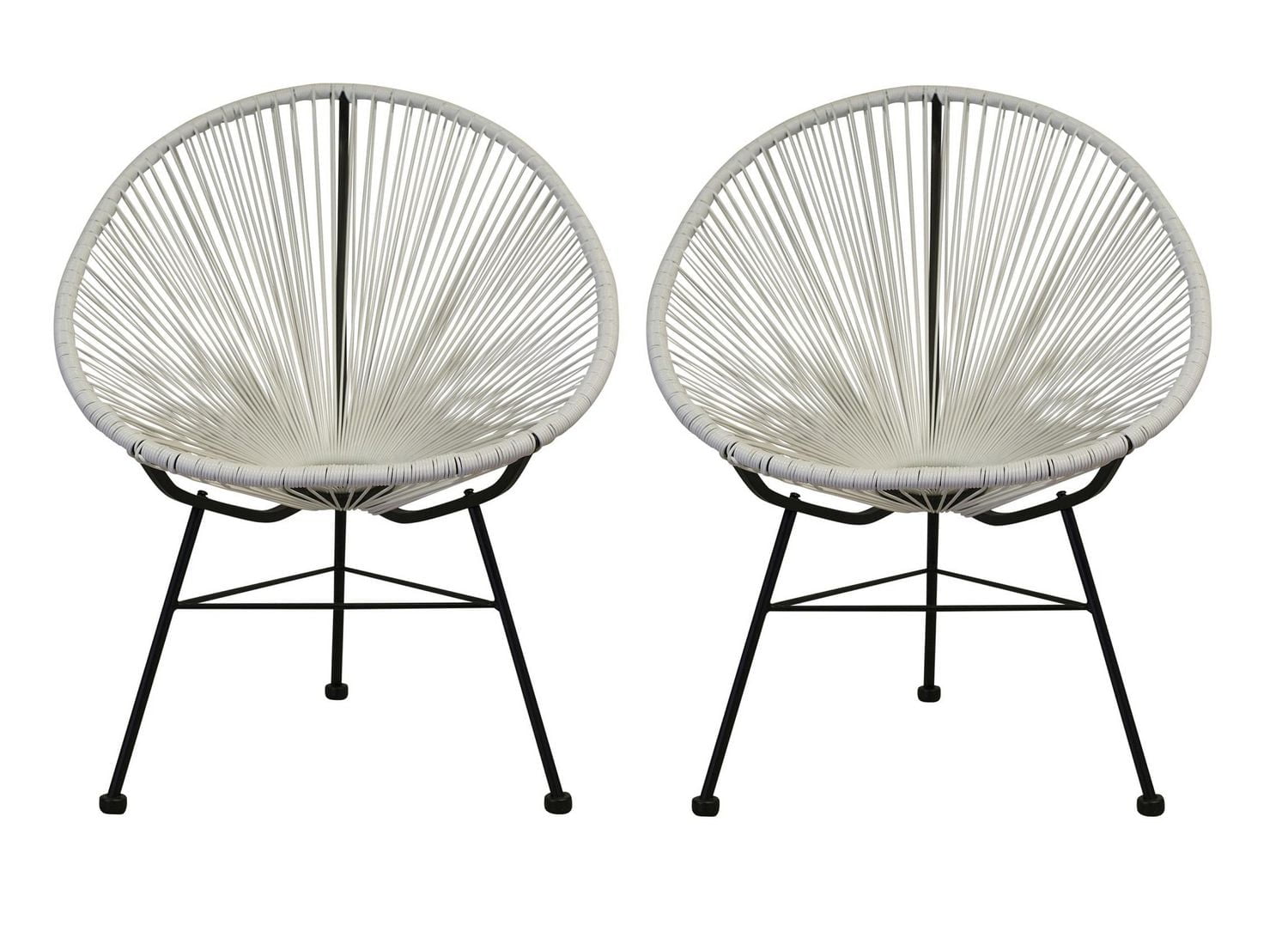Plata Import Acapulco Chair in White, Wire Lounge Chair, Plastic Lounge Chair, Beach Lounge Chair, Indoor-Outdoor Lounge Chair, Patio Lounge Chair, Oval Lounge Chair - Set 2