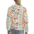 thumbnail image 7 of Wukai Colorful Donuts Print Womens Hoodies Fleece Sweatshirts Long Sleeve Sweaters Pullover Fall Outfits Winter Clothes-Small, 7 of 7