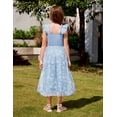 thumbnail image 6 of Arshiner Summer Dress for Girls Easter Blue Floral Ruffle Sleeve Smocked Tulle Flowy Tiered Dresses Size 14-16, 6 of 6