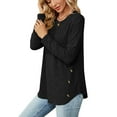 thumbnail image 5 of MOMOFEEL Long Sleeve Tunic Tops for Women Crewneck Sweatshirt with Side Buttons Casual Shirts Pullover (M9004 Black), 5 of 7