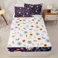 thumbnail image 4 of Manfei Cartoon Skull Zipper Twin Comforter Sets with Fitted Sheet and 2 Pillowcases,Flying Bat Print Halloween Zipper Bedding Set,Halloween Reversible,4-Piece, 4 of 7