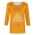 thumbnail image 4 of KIHOUT Womens Tops Long Sleeve Juniors Fashion Christmas Printing Loose T-shirt 3/4 Sleeves Blouse Round Neck Casual Tops, 4 of 4