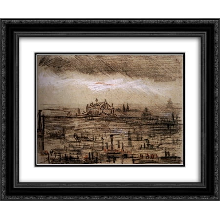 Vincent van Gogh 2x Matted 24x20 Black Ornate Framed Art Print 'A View of Paris with the Op'