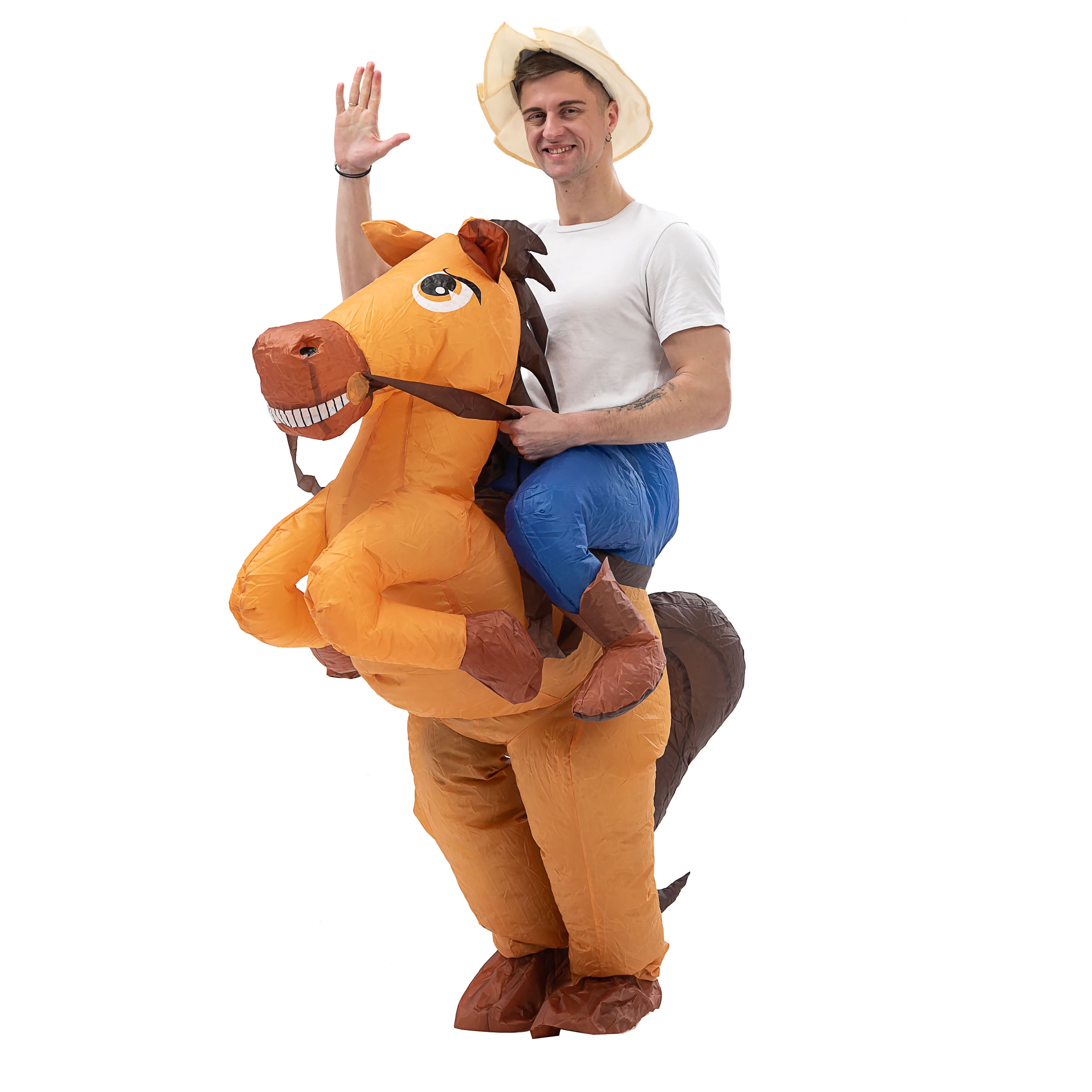 Champwin Horse Costumes for Adult Inflatable Ride on Horse Costume Blow