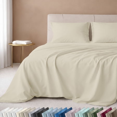 California Design Den Twin Bed Sheet Set - 600 Thread Count 100% Cotton Bed Sheets Adult/Teen 3 Pc Sateen Bed Set - Ivory (Creamy Beige Tone)
