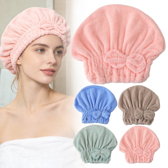 LAIOWEI Microfiber Hair Drying Cap, Microfiber Hair Towel, Hair Towel Wrap for women, Soft Quick Dry Hair Towels with Bow Tie Shower Cap for Kids Women Blue 1Pcs