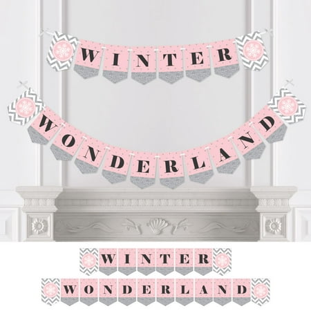 Pink Winter Wonderland - Holiday Snowflake Party or Baby Shower Bunting Banner - Party Decorations - Winter