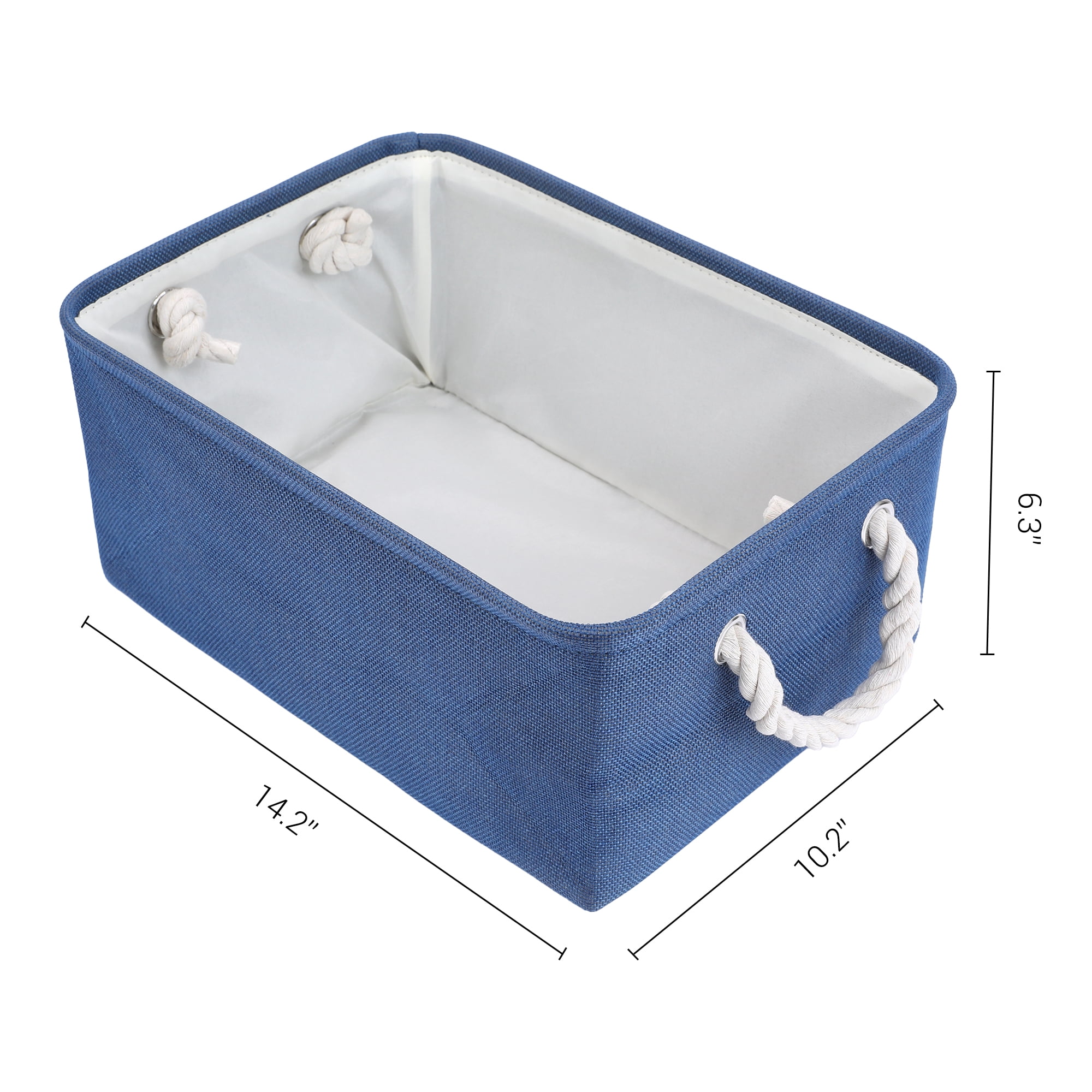 Unique Bargains Storage Bin with Handles for Closet Organizers Blue 14.2"x10.2"x6.3"