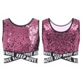 thumbnail image 6 of iiniim Kids Girls Sequin Sleeveless Hip Hop Latin Modern Jazz Dance Crop Tank Top Vest Performance Pink 8, 6 of 7