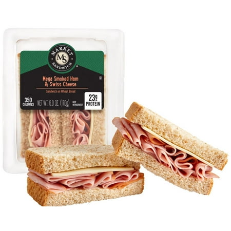 Market Sandwich Mega Meat Ham and Swiss Wedge Sandwich, 6 oz (Fresh)
