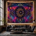 thumbnail image 6 of Sun Wrapped Around Crescent Moon Within Ornate Mandala, Mystical Celestial for Astronomy Fans, Cosmic Wall Art, Housewarming Gift, Tapestry Wall Hanging for Bedroom and Studio, 6 of 7