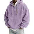 thumbnail image 4 of Aobny Pocket Tshirts Plain Corduroy Mens T-Shirts Hooded Big & Tall Long Sleeve Mens Work Shirts,Purple,M, 4 of 9