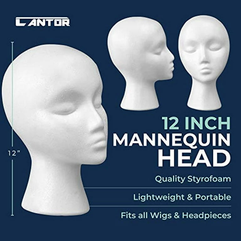 Travelwant 2Pcs/Set Styrofoam Wig Head - Tall Female Foam Mannequin Wig  Stand and Holder for Style, Model And Display Hair, Hats and Hairpieces,  Mask 