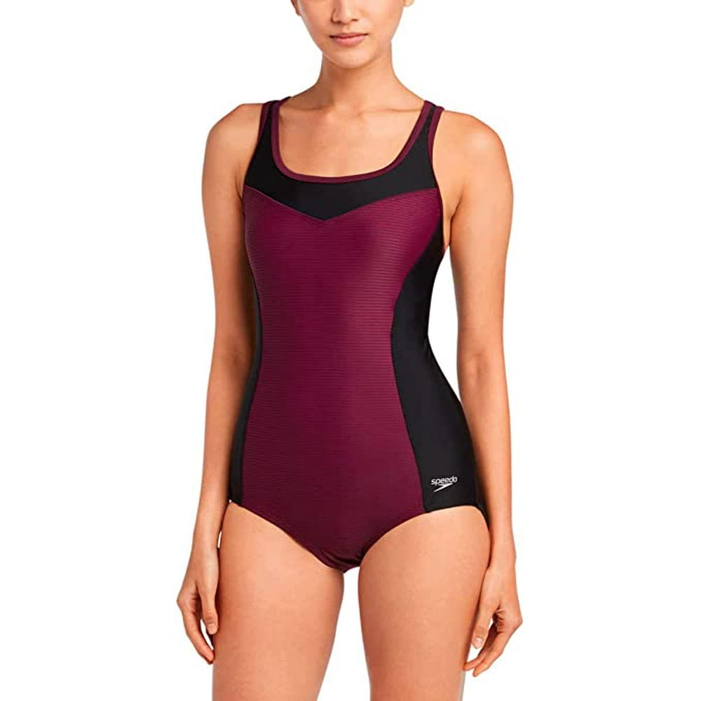 Speedo Womens One Piece Swimsuit,Keyhole Racerback, Moderate Cut