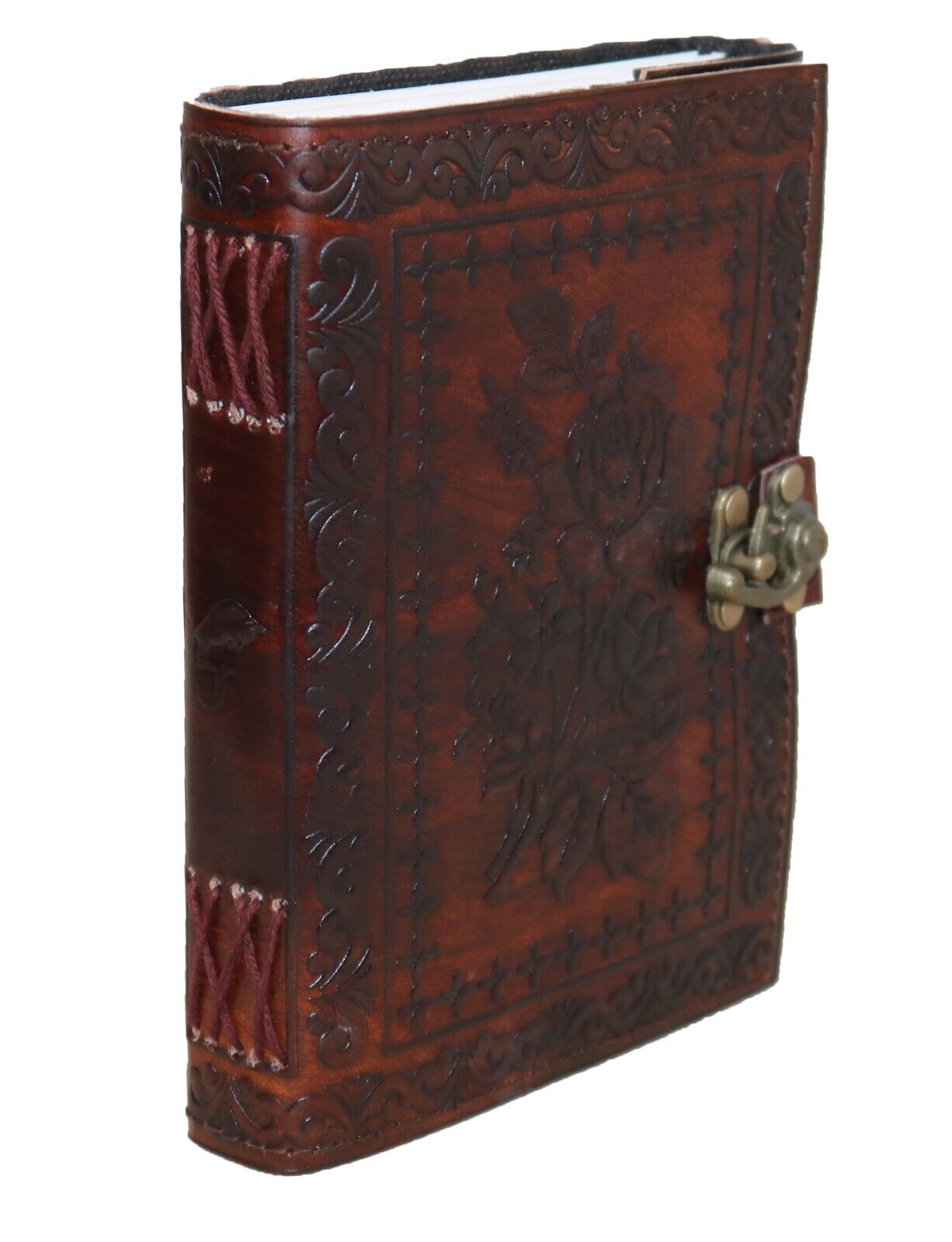 Jaald Rose Leather Journal with Clasp Handmade Travel Diary Vintage Blank Notebook Valentine's Gift for Lovers Men Women Sketchbook