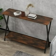 thumbnail image 3 of Kojooin 2-Tier Farmhouse Narrow Console Table with Shelves, 33.5/41.3 Inch Long Hallway Table, Perfect Behind-Couch Table for Living Room & Entryway, 3 of 9
