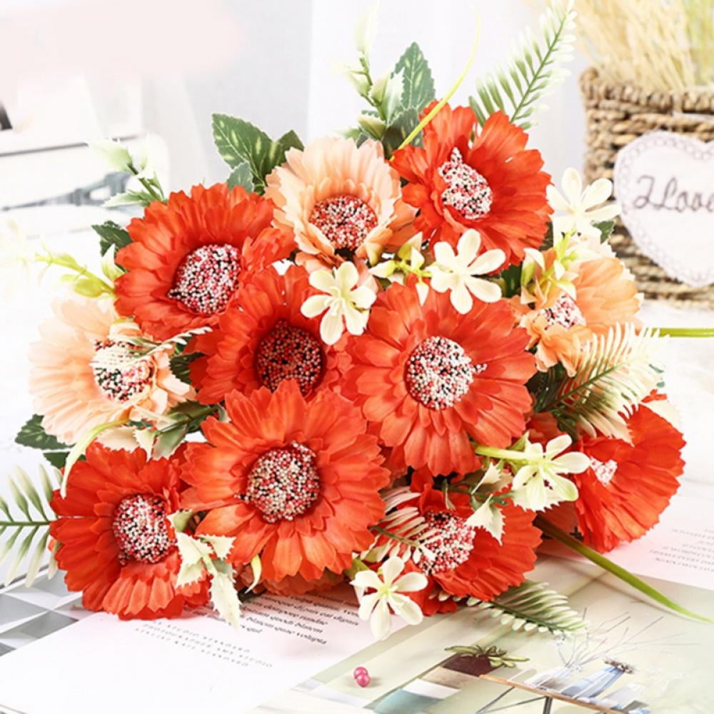 Aosijia Artificial Flowers Silk Sunflowers Bouquet Wedding Simulation