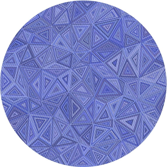 Ahgly Company Machine Washable Indoor Round Transitional Sky Blue Area Rugs, 3' Round