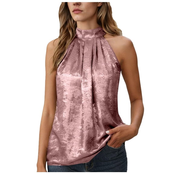 Rotm Party Tops Women Vest Women Dressy Sleeveless Sparkly Clothes For Women Bling Party Tops Pink,XL