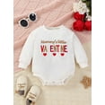 thumbnail image 2 of FEORJGP Infant Baby Valentines Day Clothes Newborn Boys Girls Spring Romper Long Sleeve Jumpsuit Embroidery Letters Crew Neck Bodysuit Toddler Cute Loose Casual Clothes, 2 of 8