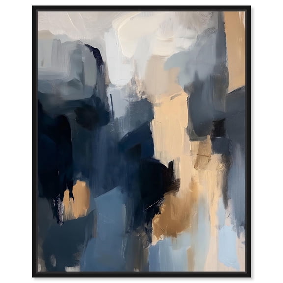 Navy Beige II Canvas Blue Abstracts by Art Remedy, Black Frame, 16 x 20