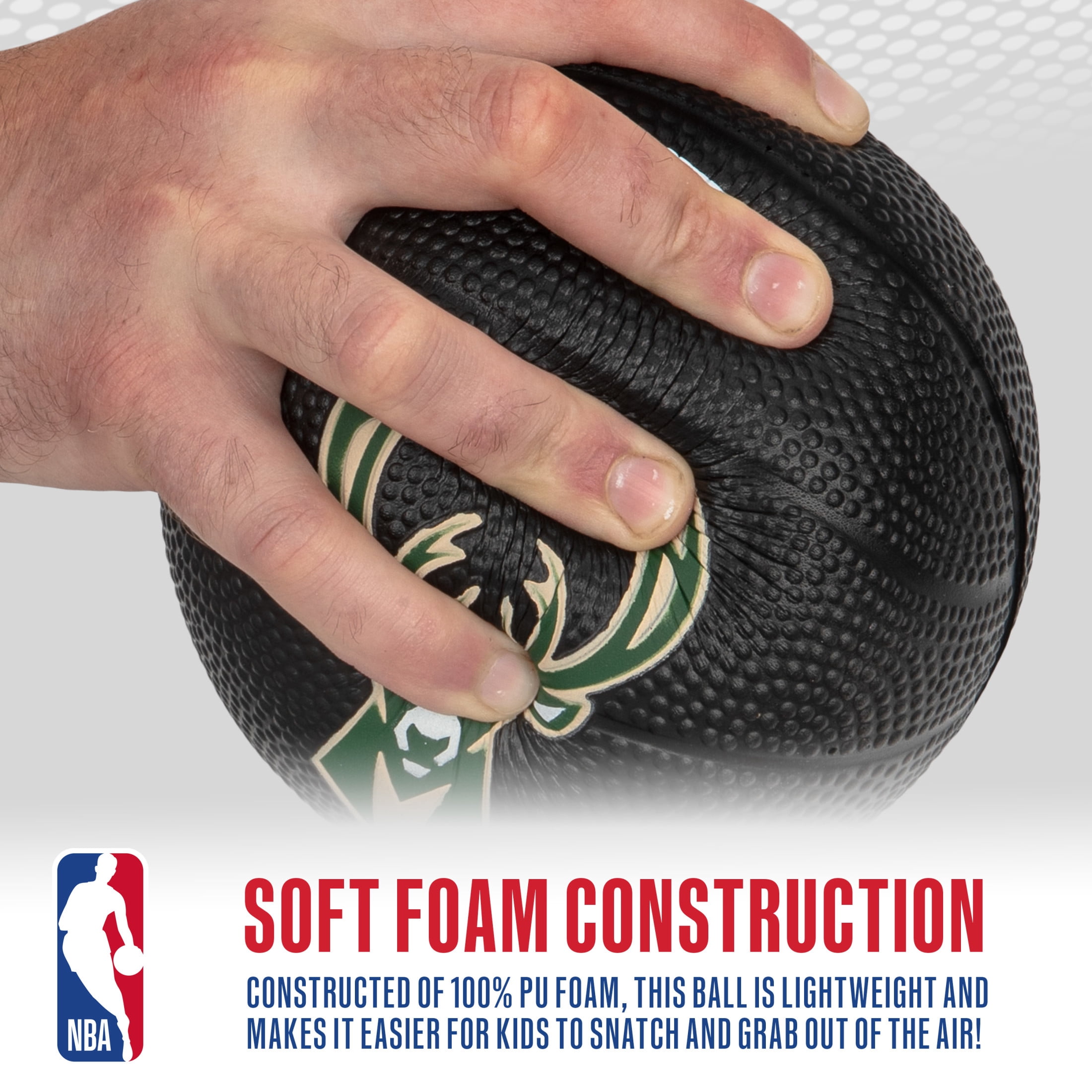 Franklin Sports NBA Milwaukee Bucks Mini Foam Basketball - Kids 5.5" Inch Toy Basketball for Over the Door + Mini Indoor Basketball Hoops - NBA Fan Shop Soft Foam Indoor Kids Basketballs