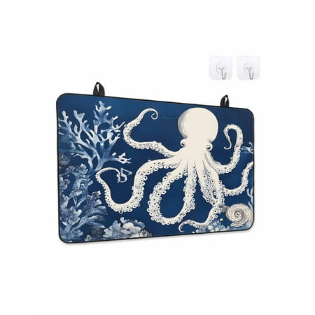 Stove Top Covers for Electric Stove Beige Octopus Coastal Kitchen Glass Ceramic Electric Cooktop Covers 36 x21 Navy Blue Nautical Ocean Coral HeatResistant Oven/Countertop/Dishwasher Protector