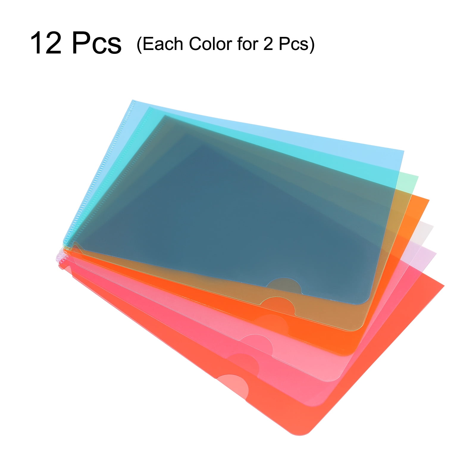 Unique Bargains Durable File Project Pockets Clear Paper Document L Type Folders 12 Pcs
